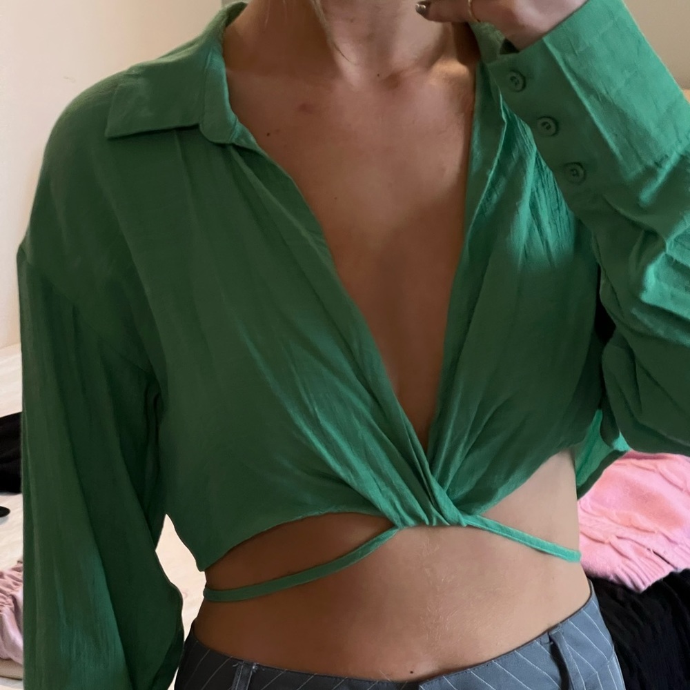 Linen collar top